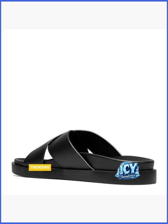 Men\'s Slide Sandal with Cross Strap Detail, Lightweight, Molded Footbed main image 4